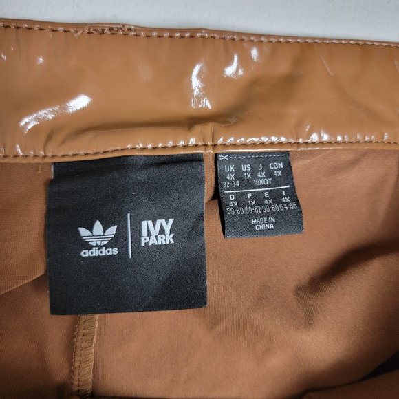 Adidas x Ivy Park Womens Wild Brown Latex Pants Size 4X Embroidered Logo Beyonce - Picture 6 of 16